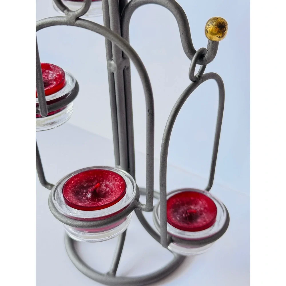 Yankee Candle Iron 5-Tier Hanging Votive Tea Light Holder Gray Gold Cranberry
